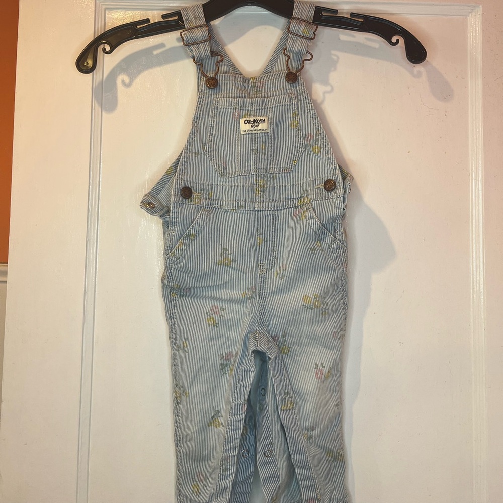 OshKosh B'gosh Light Blue Floral Kids Overalls